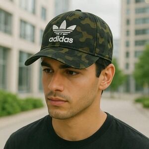 Adidas Camo Dad Hat Adjustable Baseball Strapback Trefoil Logo Cotton Cap One Sz